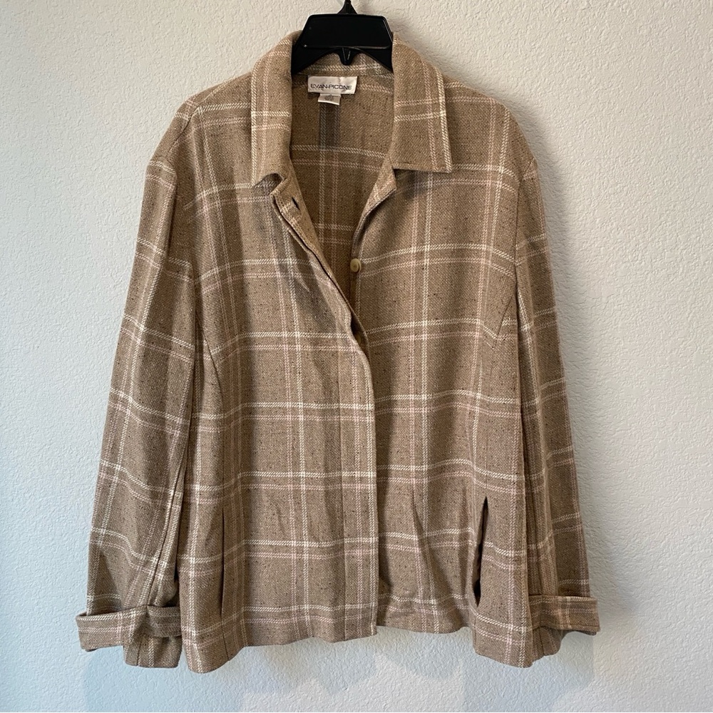 Evan Picone Plaid Wool Blend Shacket Size 18